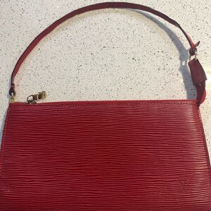LV red Epi leather pochette